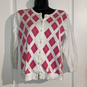 Pink and white cardigan